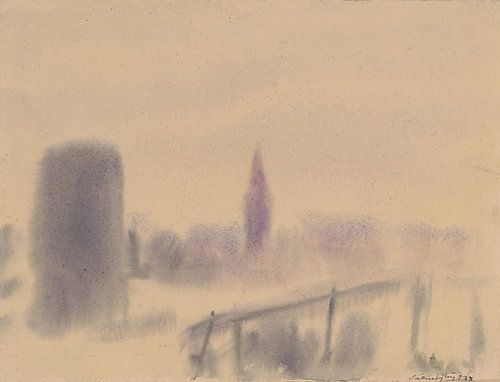 Stad in de mist (1929) van Zoltán Palugyay