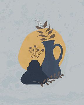 Minimalist still life of a blue jug