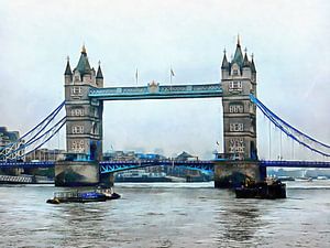 Vertäute Boote und Tower Bridge