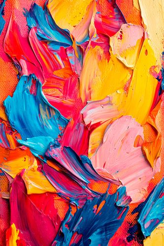 Levendige explosie van kleur op canvas