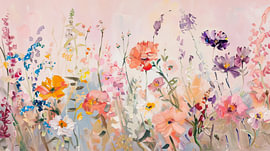 Blumenfeld in Pastellfarben