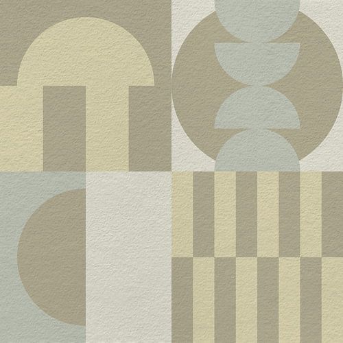 Abstracte geometrische moderne kunst in groen, beige en bruin