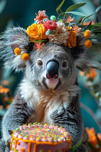 Grappige koala in jaren 60 70 disco party