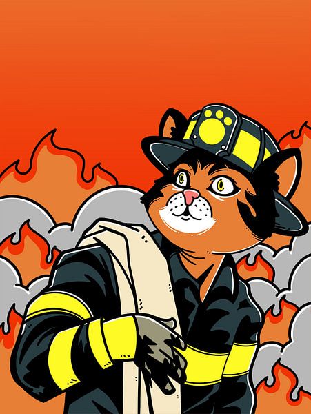 Firefighter Cat by Artthree