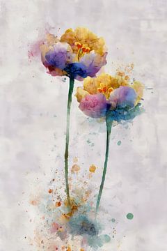 Zwei Blumen in sanfter Stille von Thea