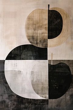 Geometrische appel in zwart-wit minimalisme van De Muurdecoratie