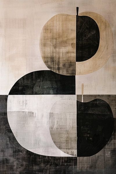 Pomme géométrique dans un minimalisme noir et blanc par Art & Soul Creations