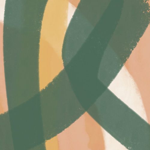 Abstracte lijnen in groen, koraal en geel