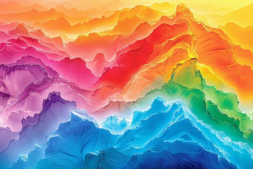 Kleurrijke abstracte bergen in regenboogkleuren