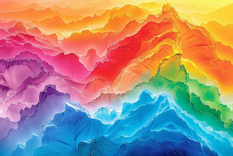 Kleurrijke abstracte bergen in regenboogkleuren van Art & Soul Creations