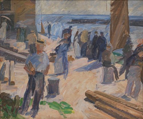 De postboot komt aan, Christiansø door Edvard Weie