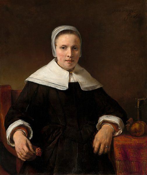 Rembrandt van Rijn, A woman holding a pink, 1656 by Atelier Liesjes