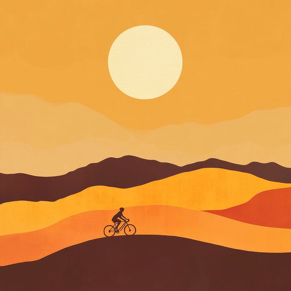 Fahrradfahren bei Sonnenuntergang von Poster Art Shop