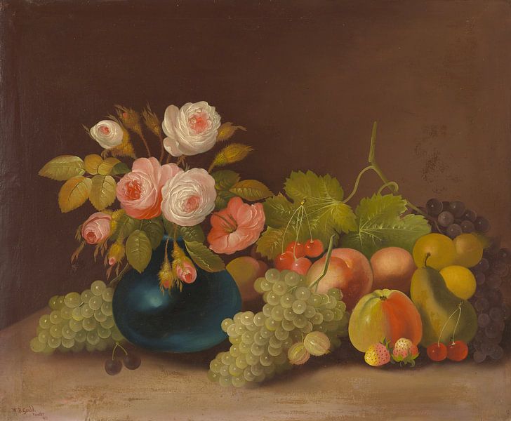 Cabbage roses and fruit, William Buelow Gould by Masterful Masters