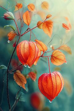 Physalis in Tautropfen