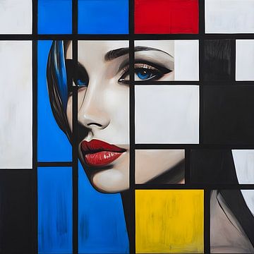 Femme Mondrian Abstrait sur Jan Bechtum