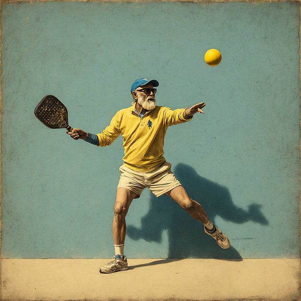 Mann mit Bart spielt Padel von Joost Berndes