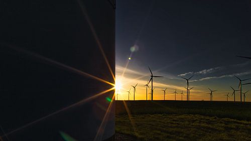 Sunset at the wind farm