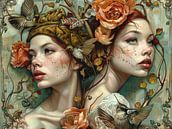 Vrouwen Vogels van Abstract Schilderij thumbnail