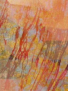 Koralen in de Gouden Zee een moderne natuurexpressionist in rood goud grijs van FRESH Fine Art