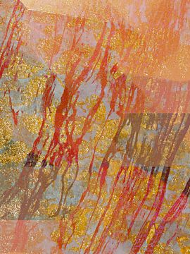 Corals in the Golden Sea a Modern Nature Expressionist in Red Gold Grey by FRESH Fine Art
