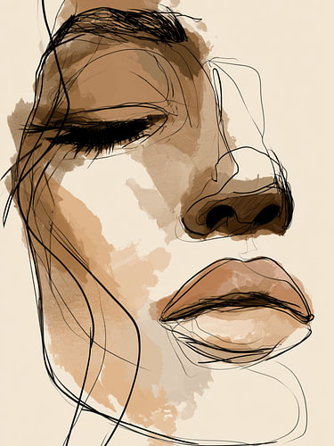 Abstract Vrouwenportret met Volle Lippen