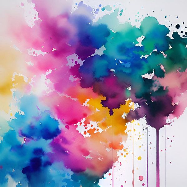 Explosion of Colors - Digital abstract art in vibrant watercolour tones by nachtfarbenart