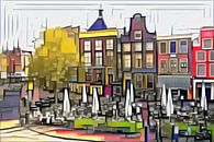 Schilderij Groningen Drie Gezusters op de Grote Markt in de stijl van Mondriaan van Slimme Kunst.nl thumbnail