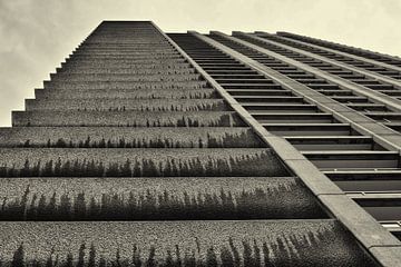 Perspectief van een toren in de Barbican