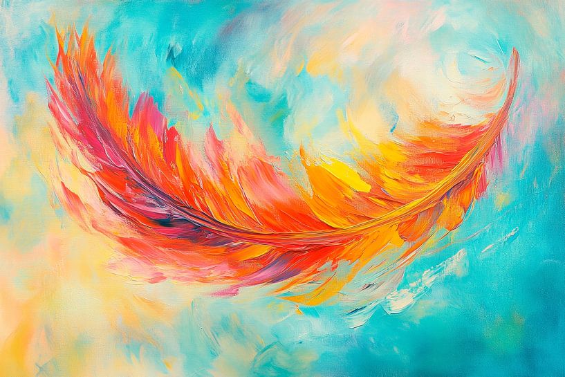 Bunte Feder vor sanftem Hintergrund von Poster Art Shop