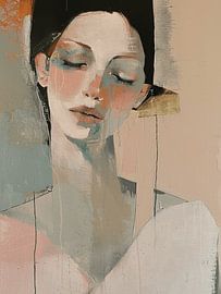 Portrait abstrait moderne en terre cuite sur Carla Van Iersel