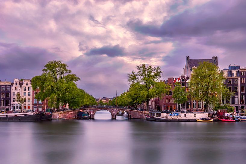 Amsterdamer Blick auf die Keizersgracht von Dennisart Fotografie