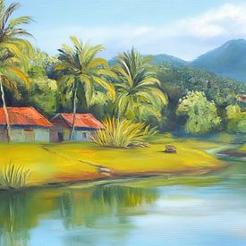 Colombia Landschap | Peaceful Morning in Colombia van Abstract Schilderij
