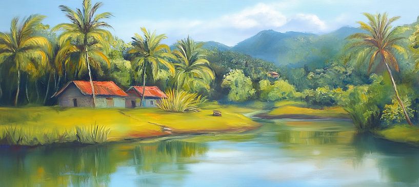 Colombia Landschap | Peaceful Morning in Colombia van Abstract Schilderij