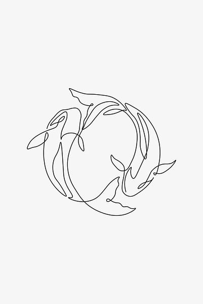 Koicarp Line Art van Walljar