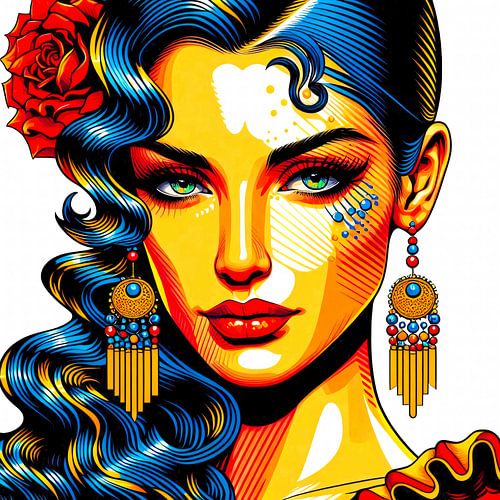 Beauté espagnole - Portrait couleurs pop
