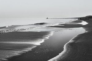 Strandblick in schwarzweiß