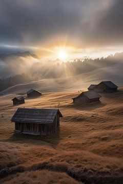 Sunrise on the mountain pasture by fernlichtsicht