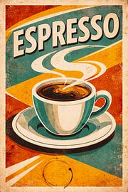 Vintage Espresso Poster Retro Cafe Style by Dodik Hariyono
