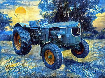Tractor Deutz D50 D5005 D5505 in de stijl van van Gogh van Christian Lauer