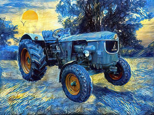 Tracteur Deutz D50 D5005 D5505 dans le style de van Gogh