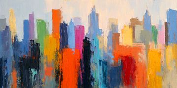 Kleurexplosie op de skyline van New York van Vlindertuin-Art