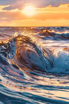 Golven in de zonsondergang