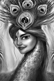 Black and white peacock beauty by Maud De Vries