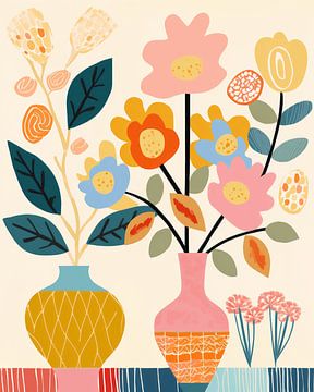 Bunt illustriertes Stillleben mit Blumen von Studio Allee