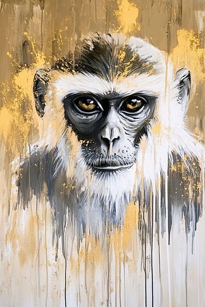 Portrait de singe avec des tons dorés par Imperial Art House