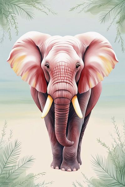 Éléphant serein aux couleurs douces par Art & Soul Creations