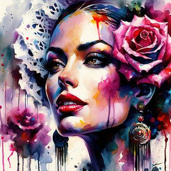 Aquarelle de la danseuse flamenco #6