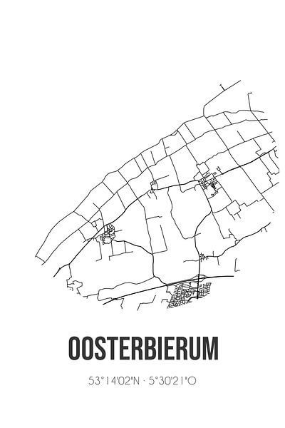 Oosterbierum (Fryslan) | Map | Black and White by Prints of Place