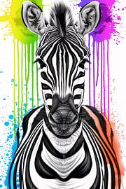 Buntes Zebra Straße Kunstdruck von Art & Soul Creations